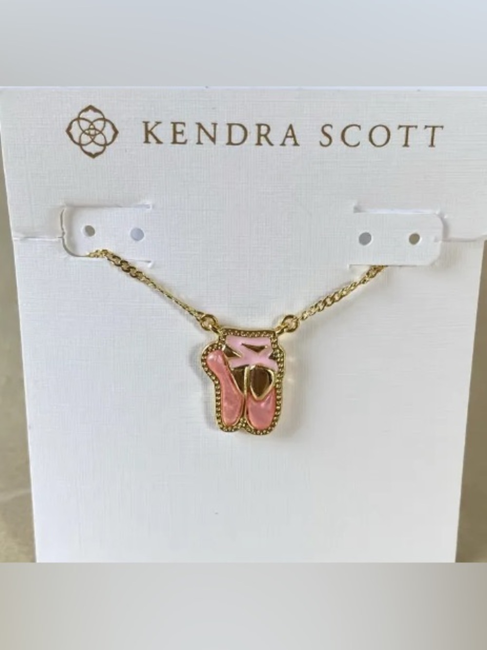 Kendra Scott Gold Necklace with Pink Ballet Slipper Charm